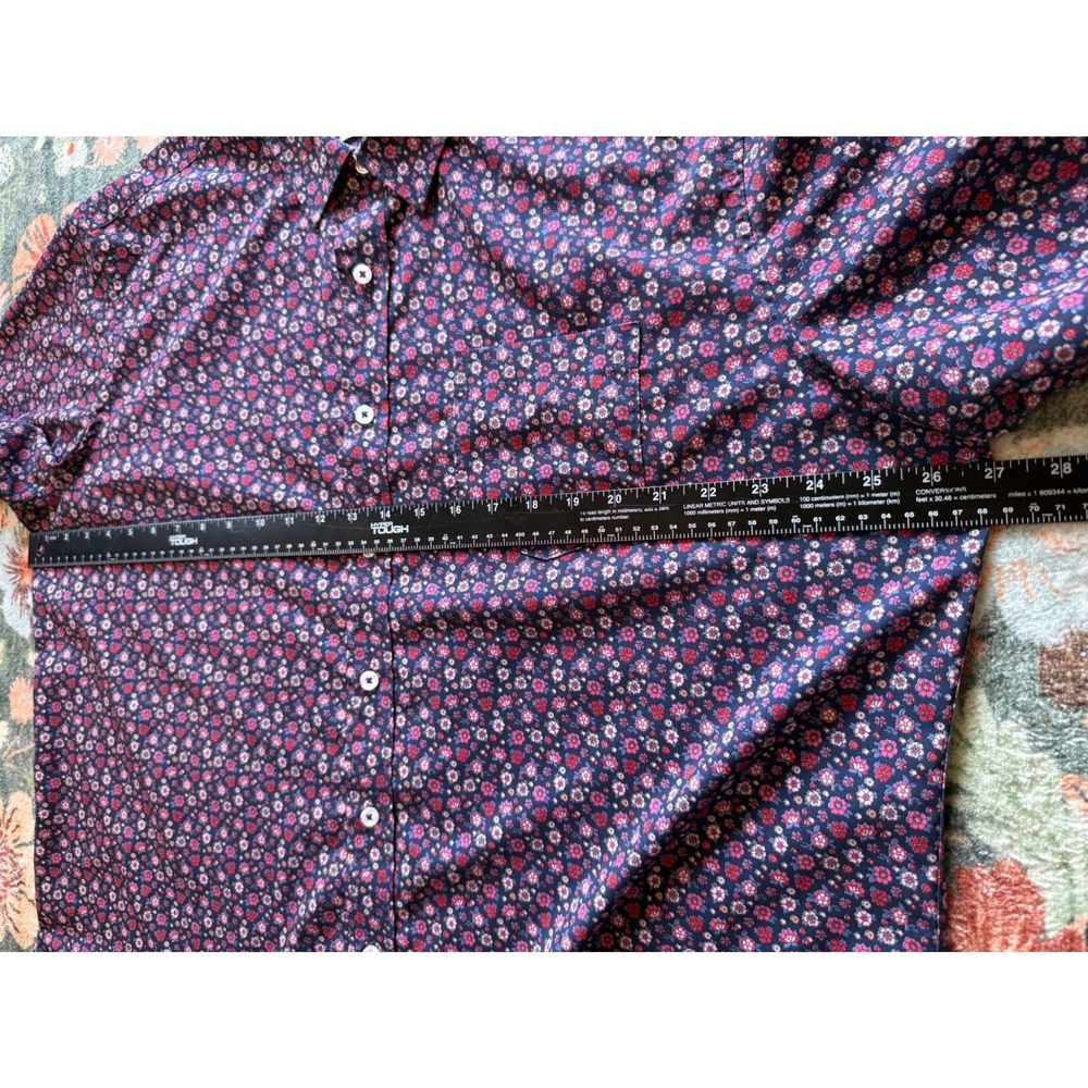 Nick Graham Everywhere Mens 2XL Stretch Modern Fit Floral Short Sleeve Navy - Picture 4 of 7